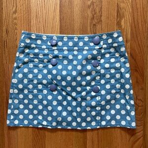 J. Crew Blue and White Polka Dot Mini Skirt